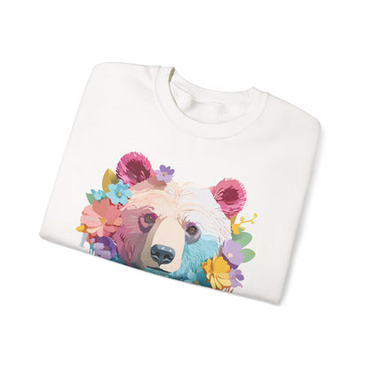 Unisex Floral Bear Sweatshirt Gildan 18000 Art Design Animals