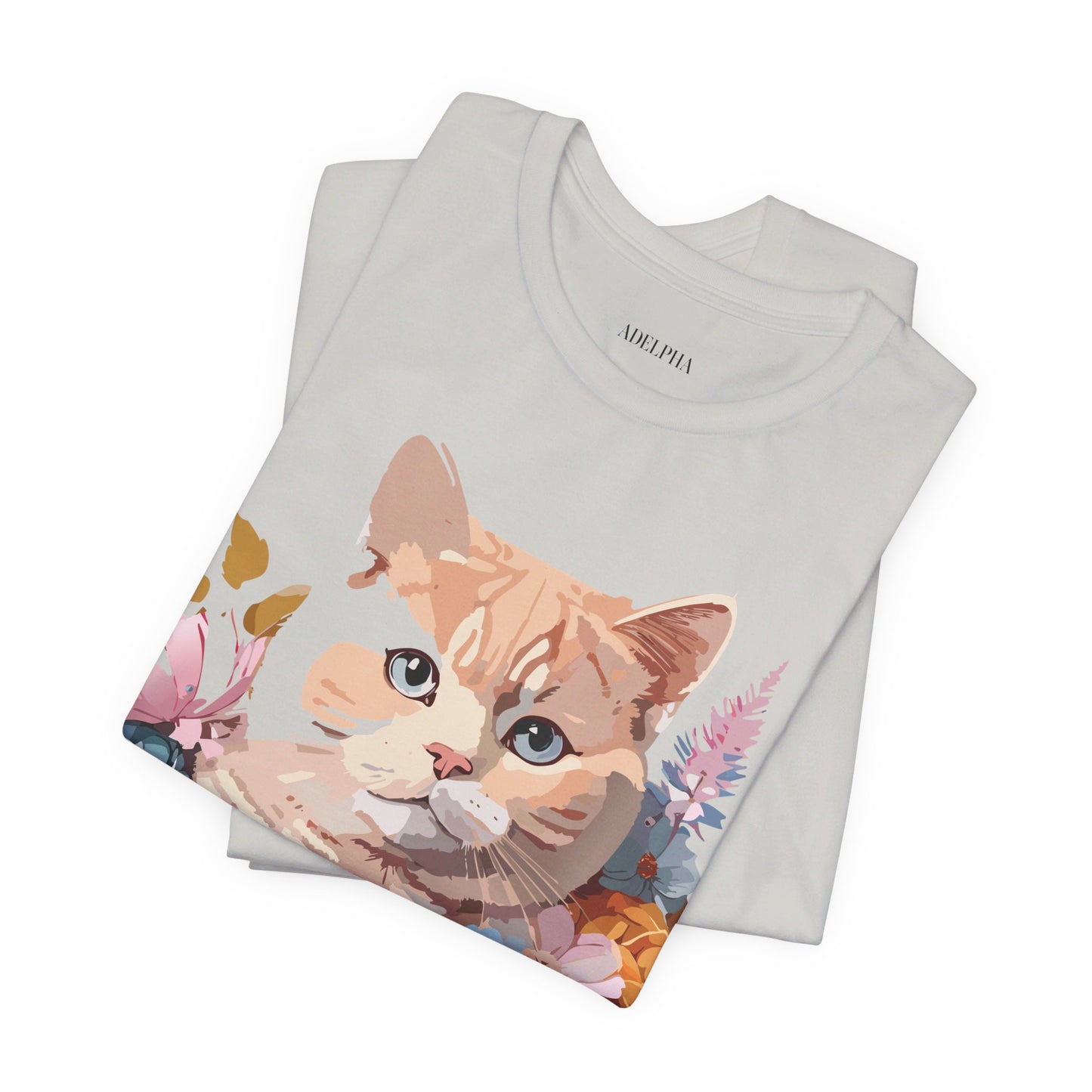 Natural Cotton Tee Shirt with Cat