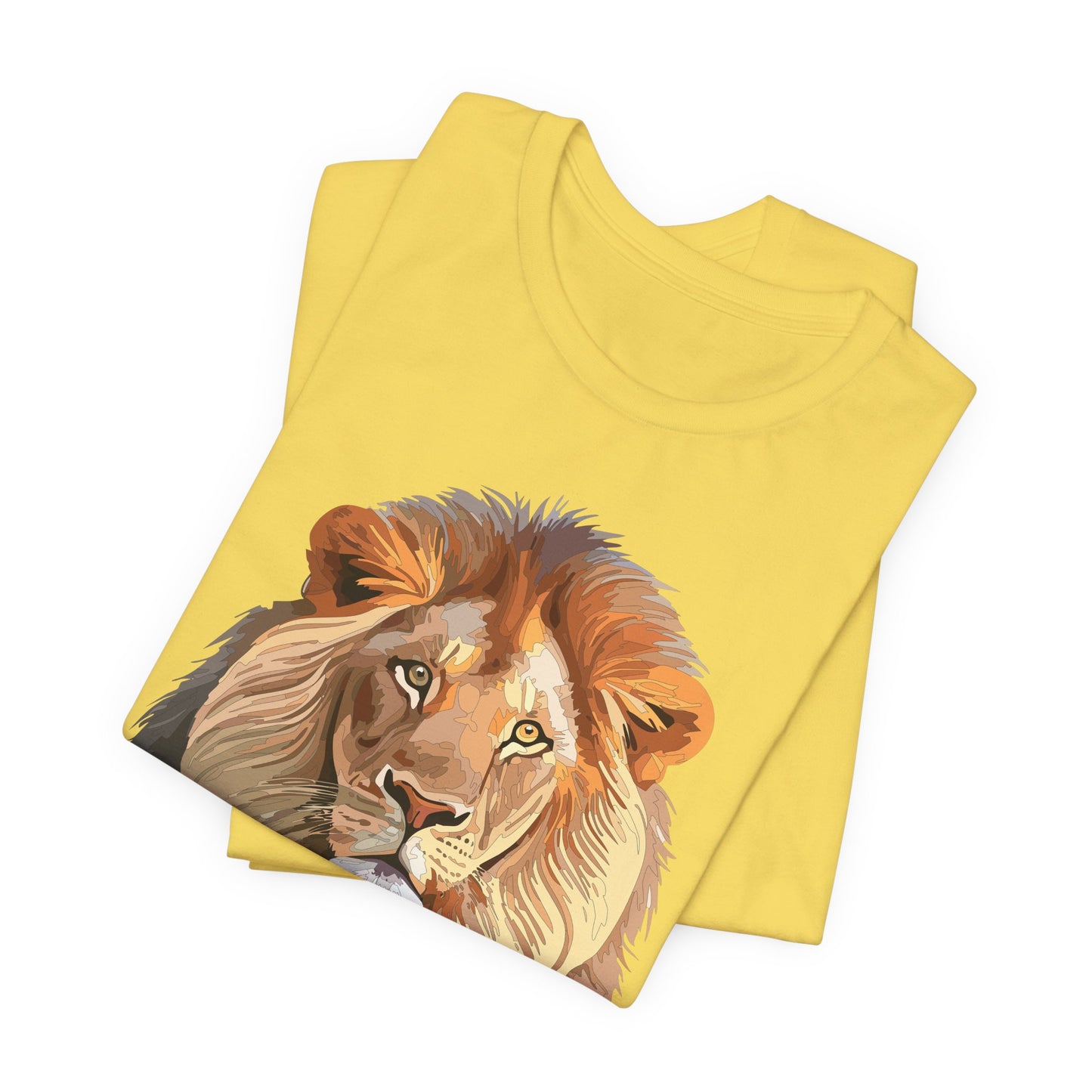 Safari Lion Head Illustration T-Shirt Unisex Cotton Realistic Lion Portrait Tee 3