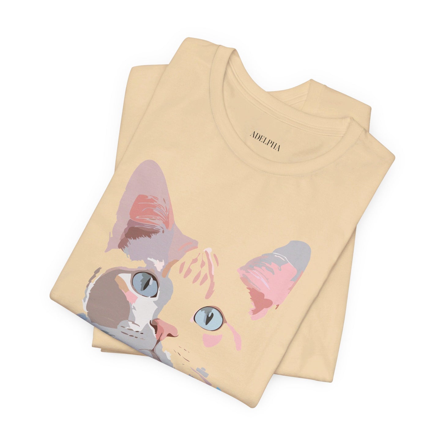 Natural Cotton Tee Shirt with Cat