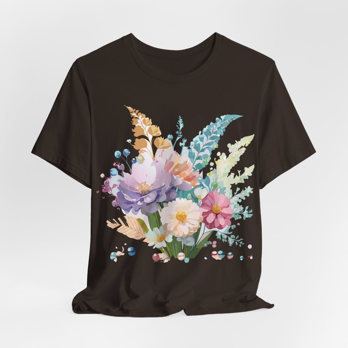 Natural Cotton Tee Shirt with Flowers