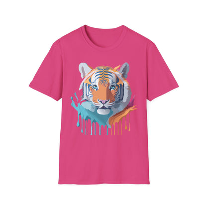 Tiger Print Shirt Unisex Softstyle Tee 100 Percent Ring Spun Cotton
