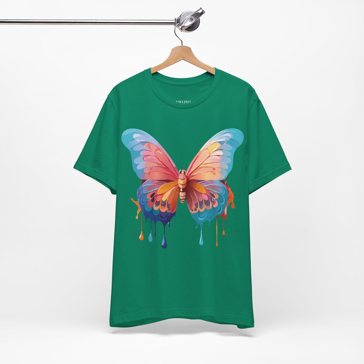 Natural Cotton Tee Shirt with Butterfly