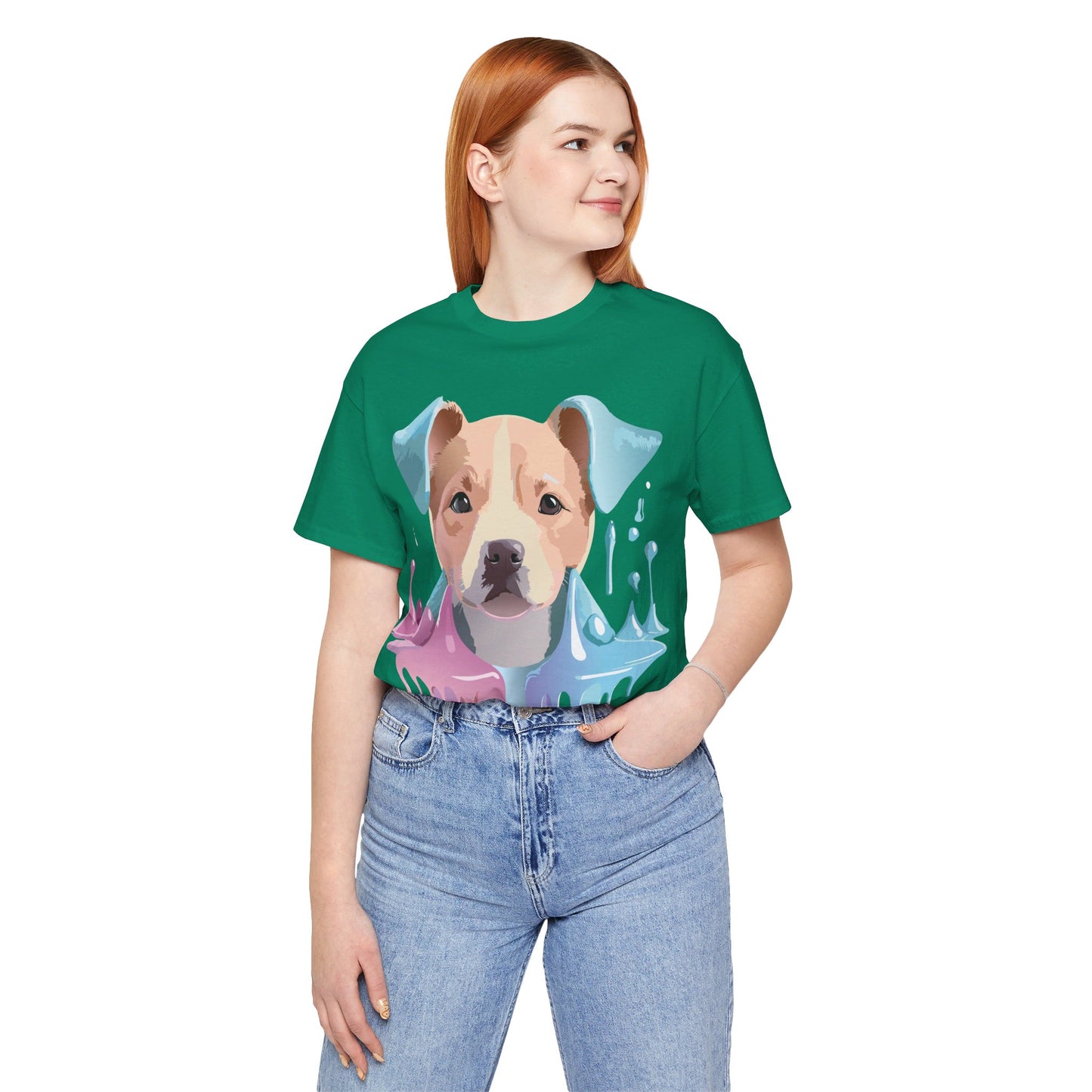 T-Shirt aus natürlicher Baumwolle mit Hund