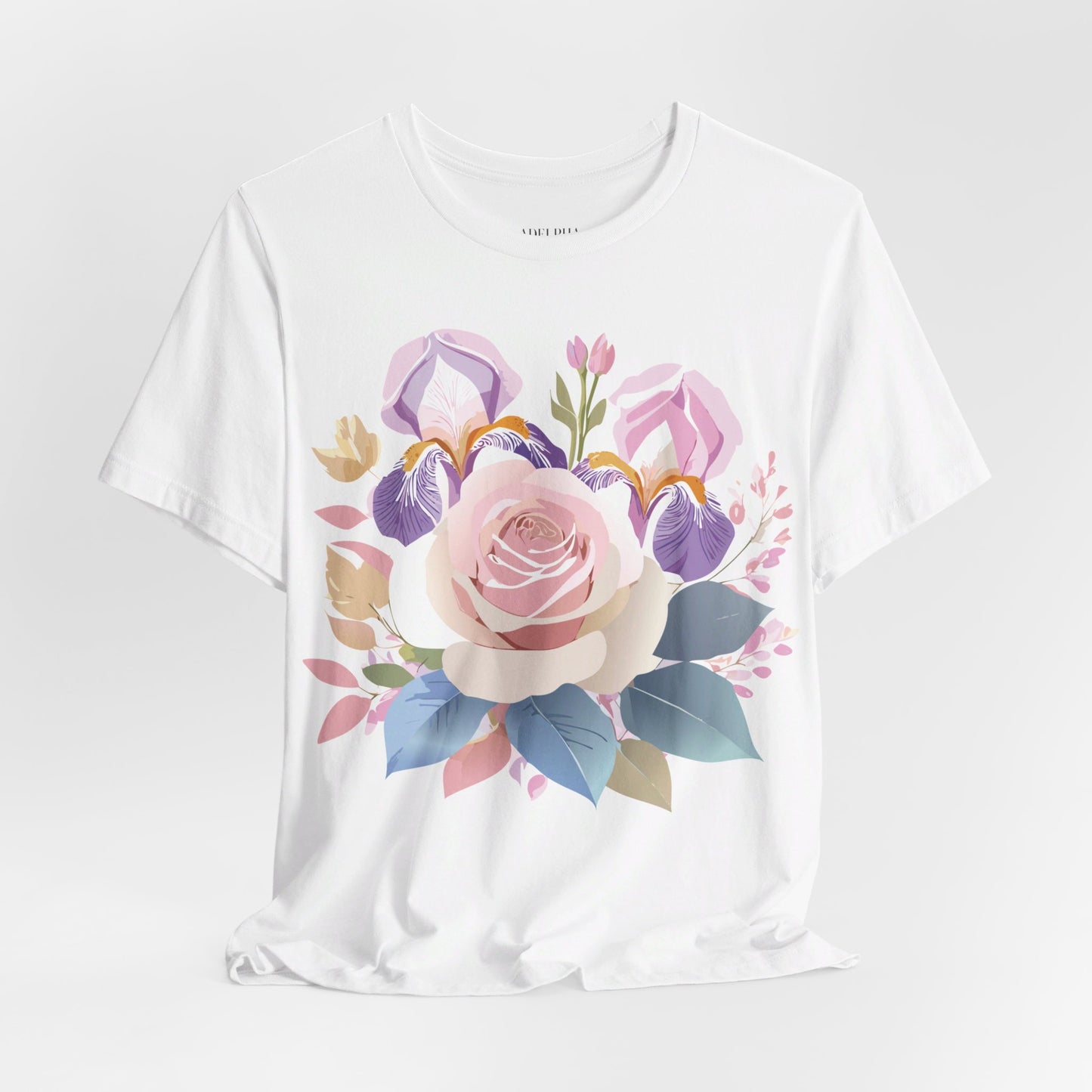 Natural Cotton Tee Shirt with Flowers