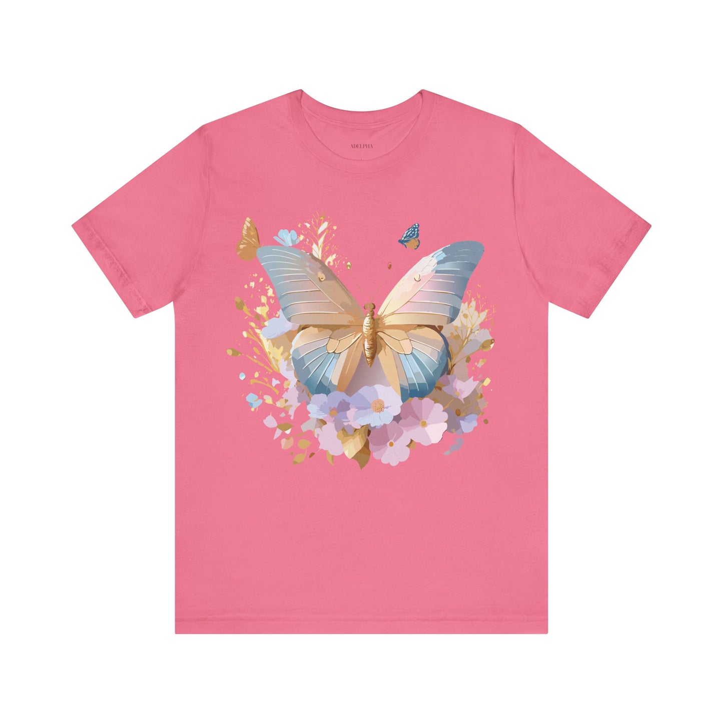 Natural Cotton Tee Shirt with Butterfly