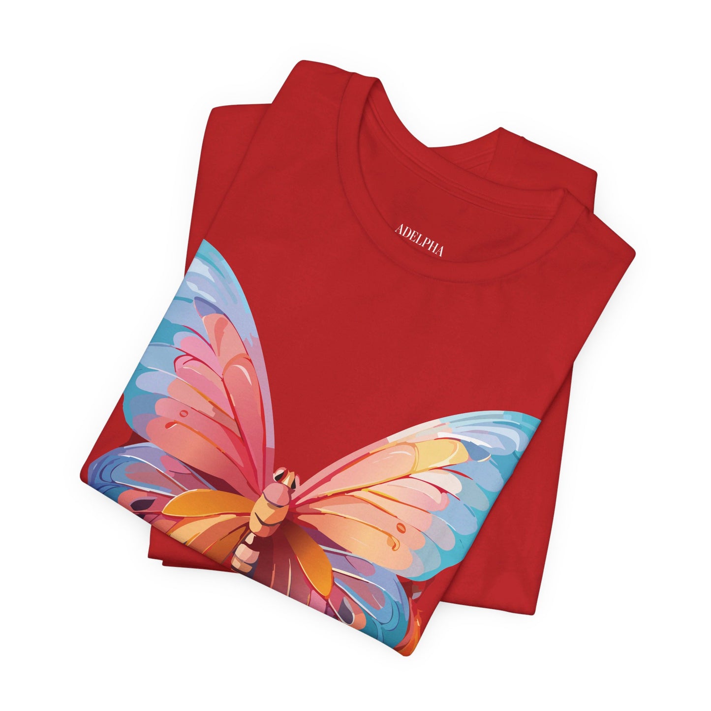 Natural Cotton Tee Shirt with Butterfly