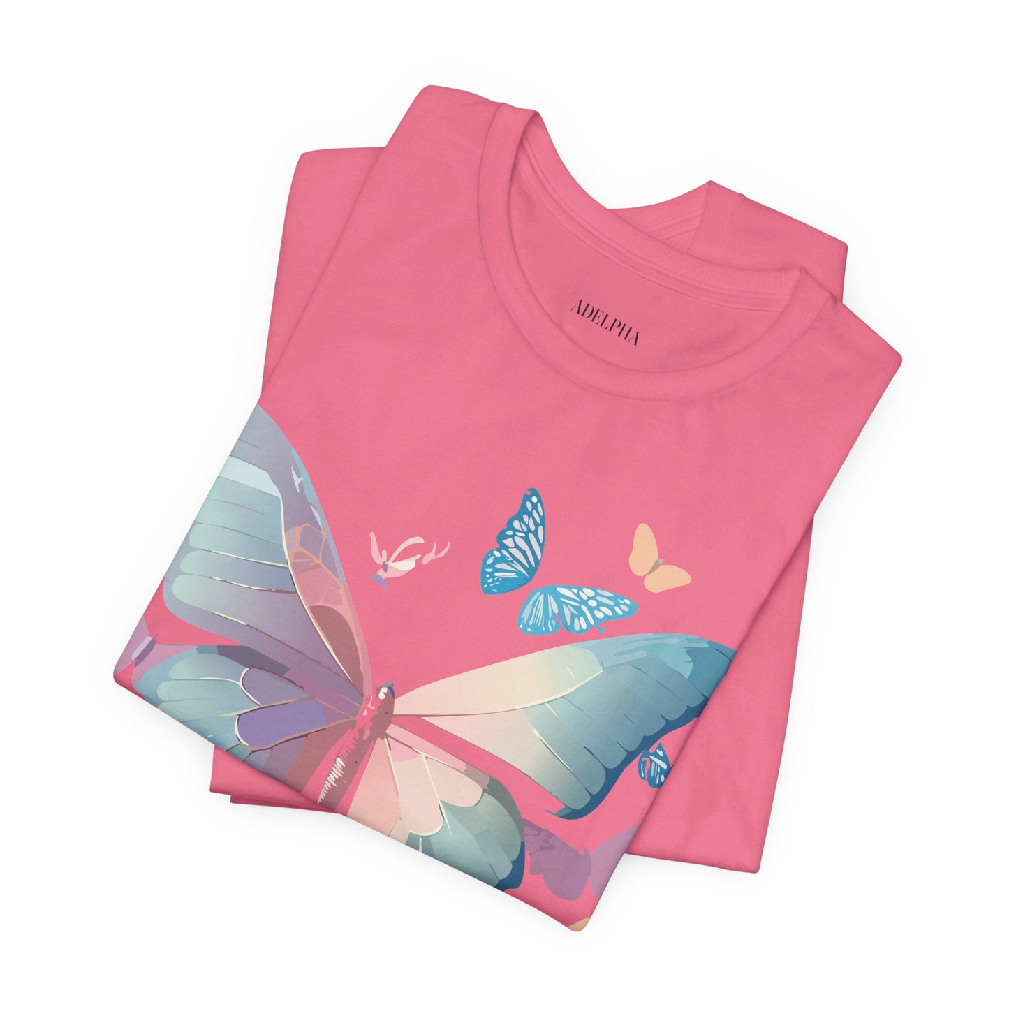 Natural Cotton Tee Shirt with Butterfly