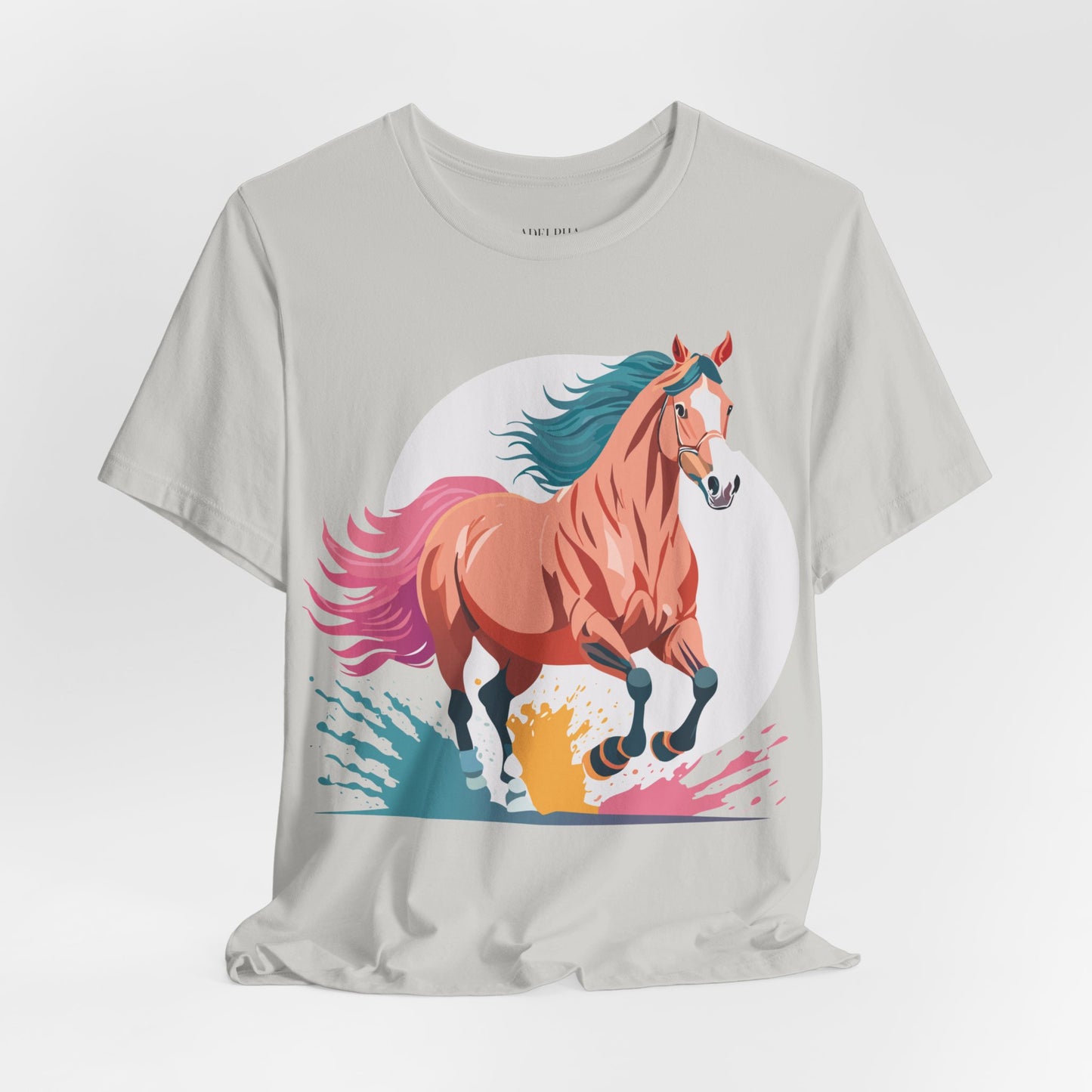 Natural Cotton Tee Shirt with Horse