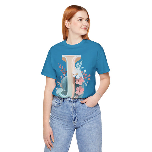 Natural Cotton Tee Shirt - Letters Collection - J Printify