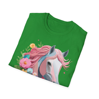 Unisex Horse Shirt Softstyle Cotton Tee With Animal Print Design