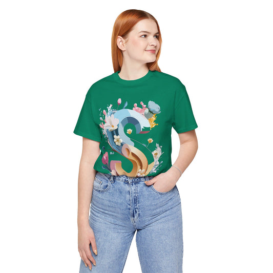 Natural Cotton Tee Shirt - Letters Collection - S Printify