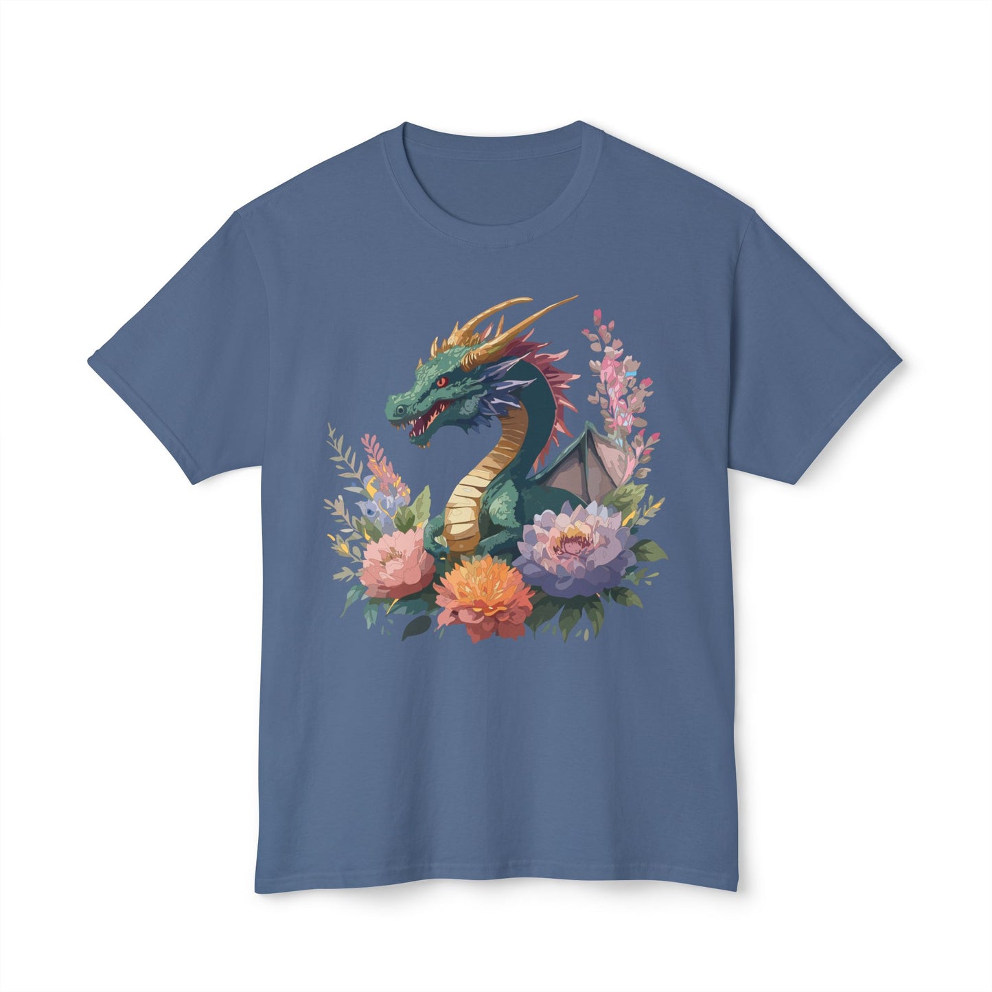 Dragon T-Shirt, Vintage Dragon Tee, Floral Tees, Dragon Art Design Shirt, Tee Shirt with Dragon 7