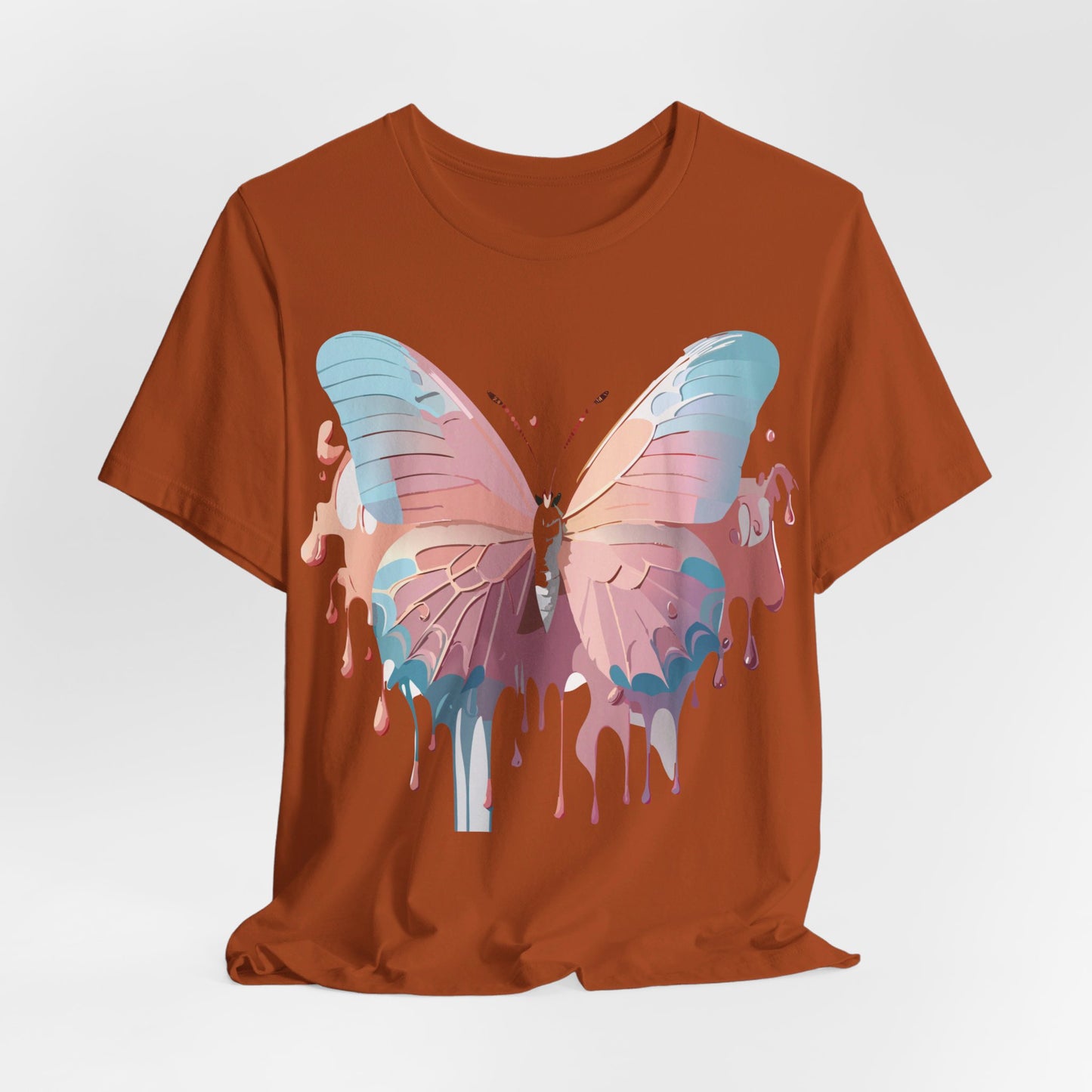 Natural Cotton Tee Shirt with Butterfly