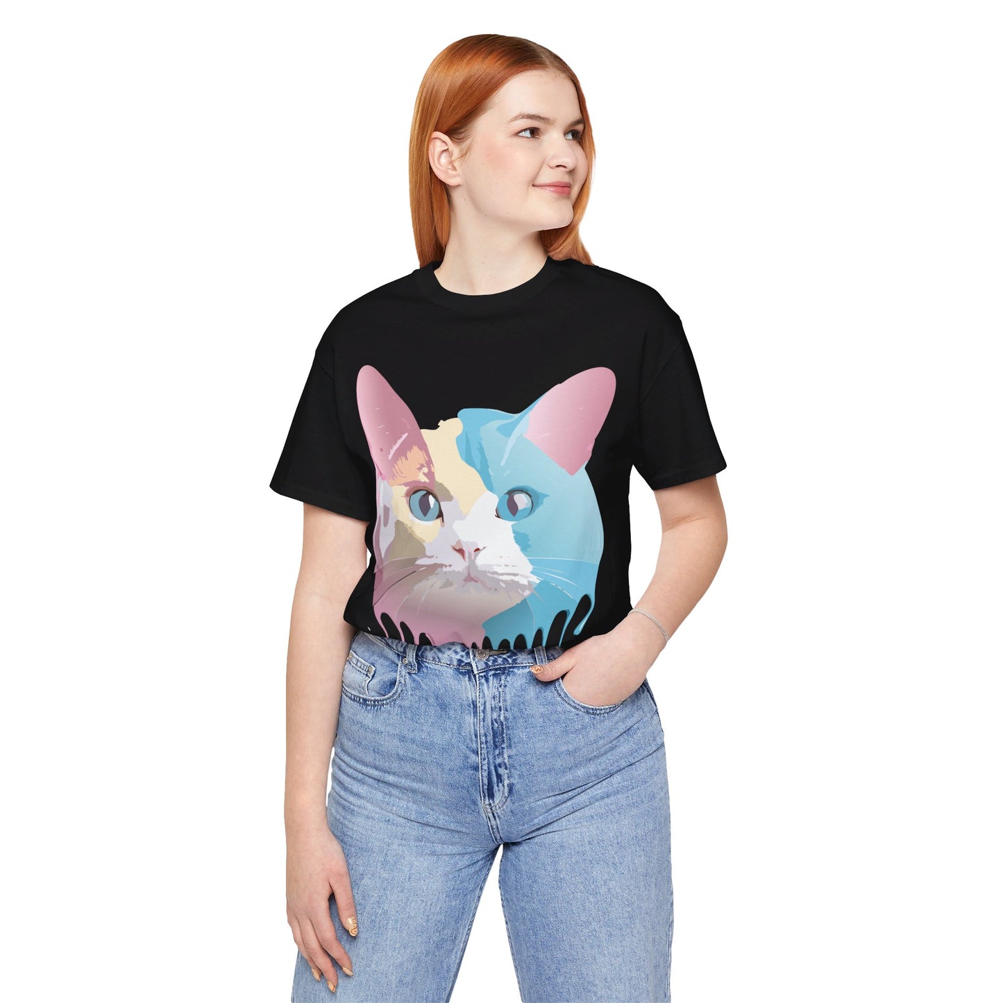 Natural Cotton Tee Shirt with Cat