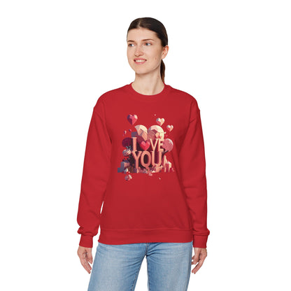 Unisex Heart Love Sweatshirt Floral Valentines Day Cotton Poly Fifty Fifty Blend