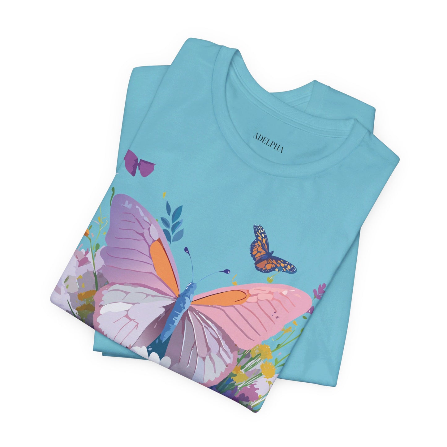 Natural Cotton Tee Shirt with Butterfly