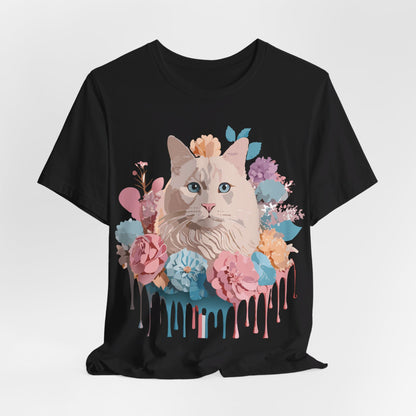 Natural Cotton Tee Shirt with Cat Printify