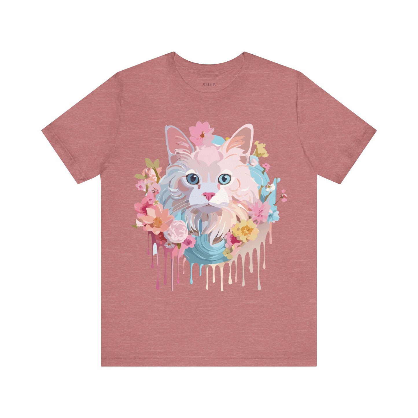 Natural Cotton Tee Shirt with Cat