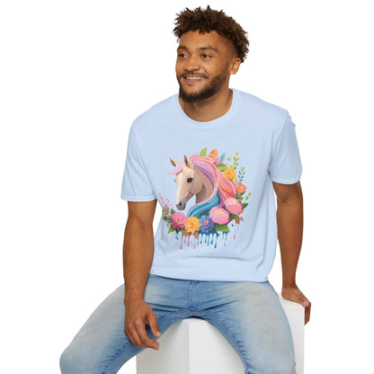 Unisex Horse Shirt Soft Cotton Tee With Animal Artwork Gildan Softstyle