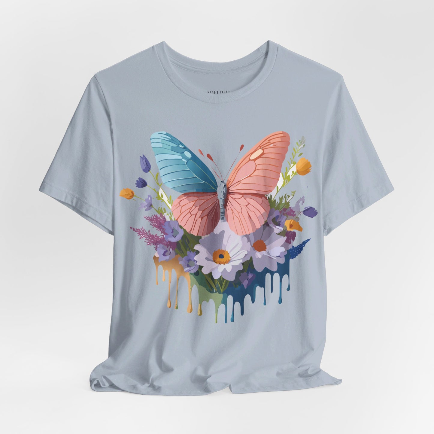 Natural Cotton Tee Shirt with Butterfly