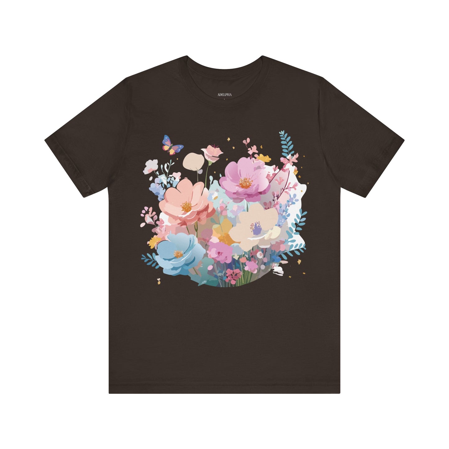 T-shirt en coton naturel avec fleurs