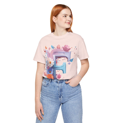 Natural Cotton Tee Shirt - Letters Collection - F Printify
