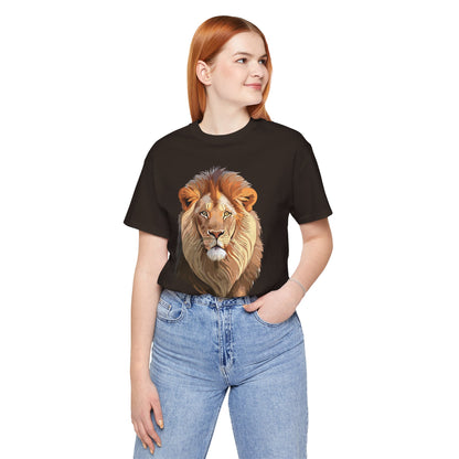 Safari Lion Head Illustration T-Shirt Unisex Cotton Realistic Lion Portrait Tee 3