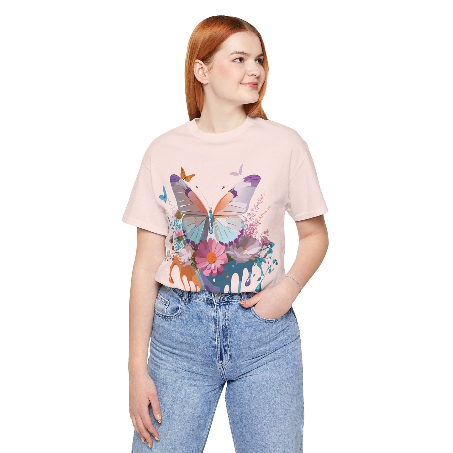 T-shirt en coton naturel avec papillon