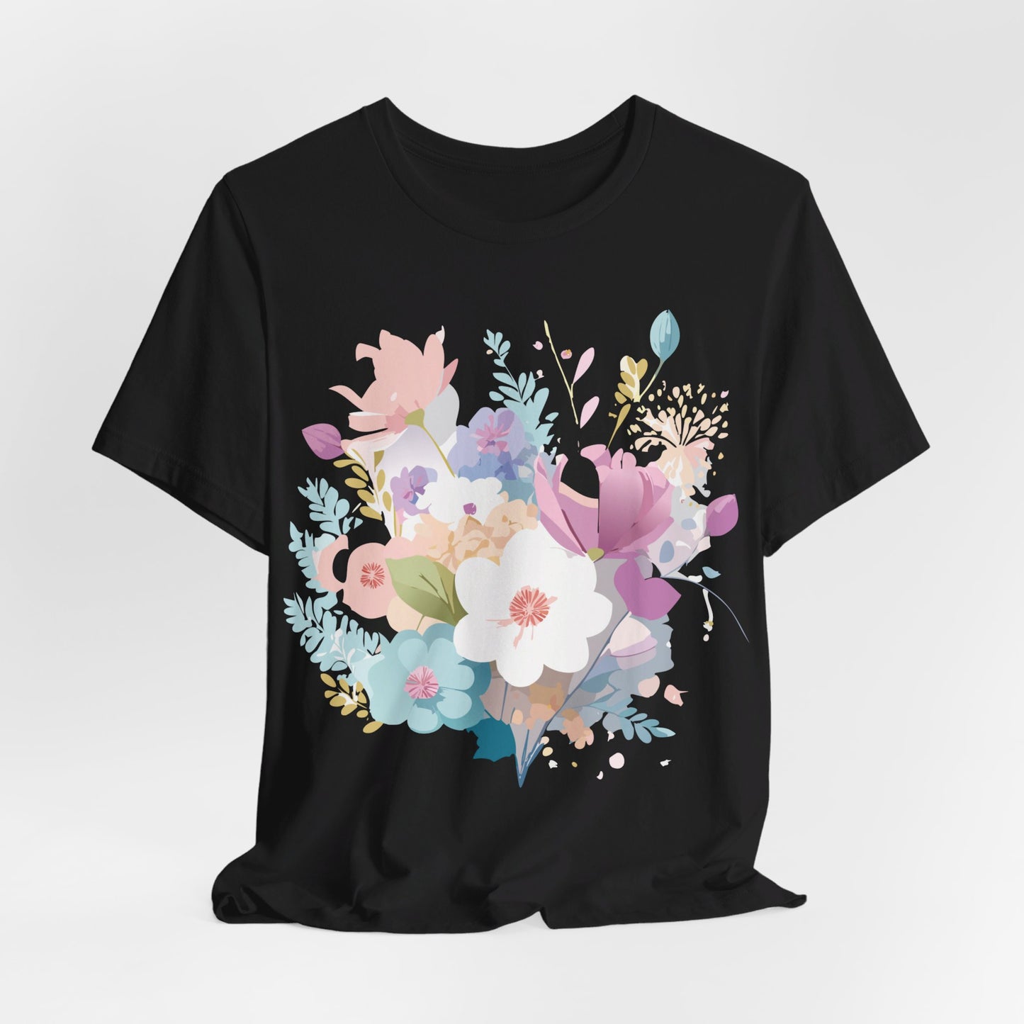 Natural Cotton Tee Shirt with Flowers