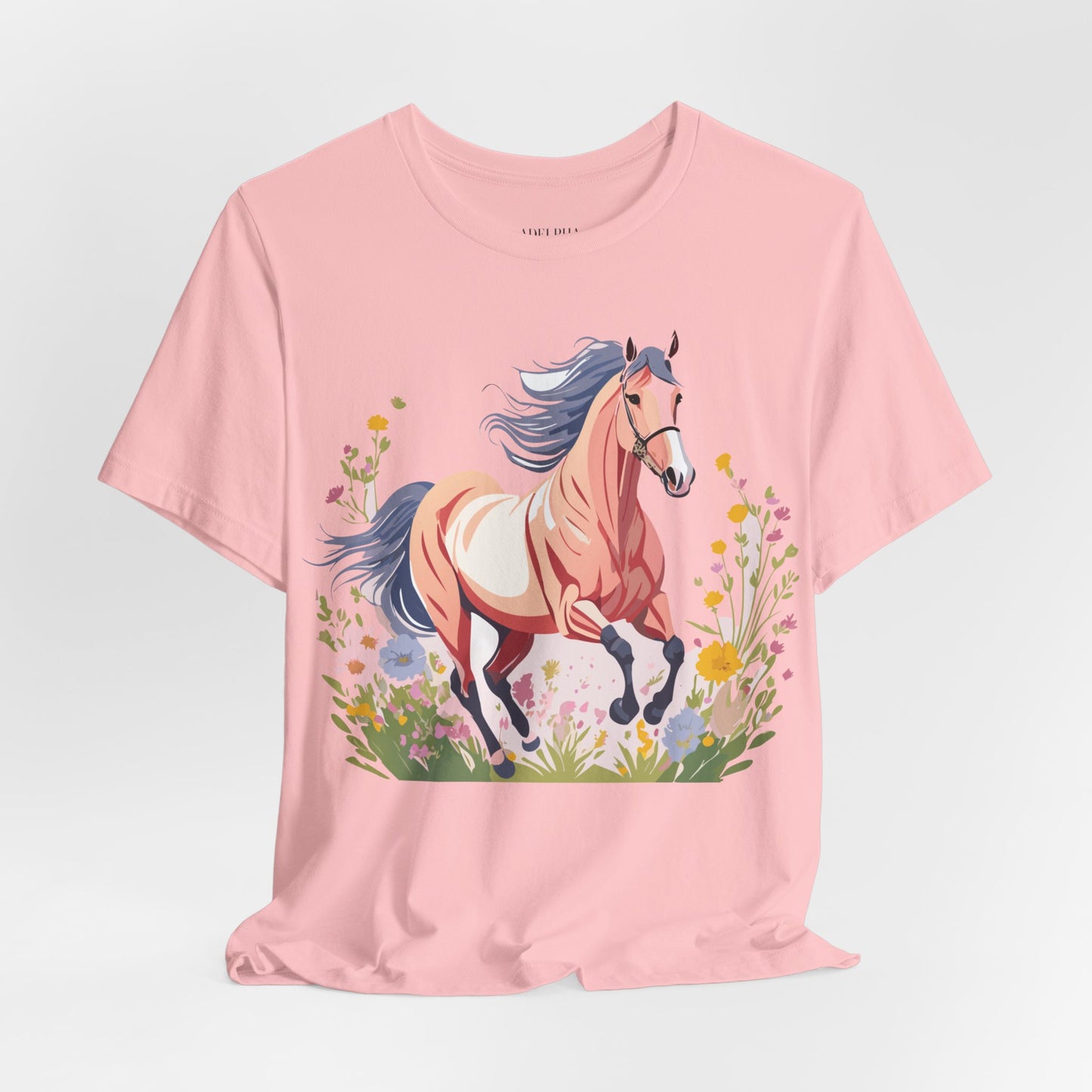 Natural Cotton Tee Shirt with Horse