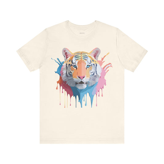 Natural Cotton Tee Shirt with Tiger