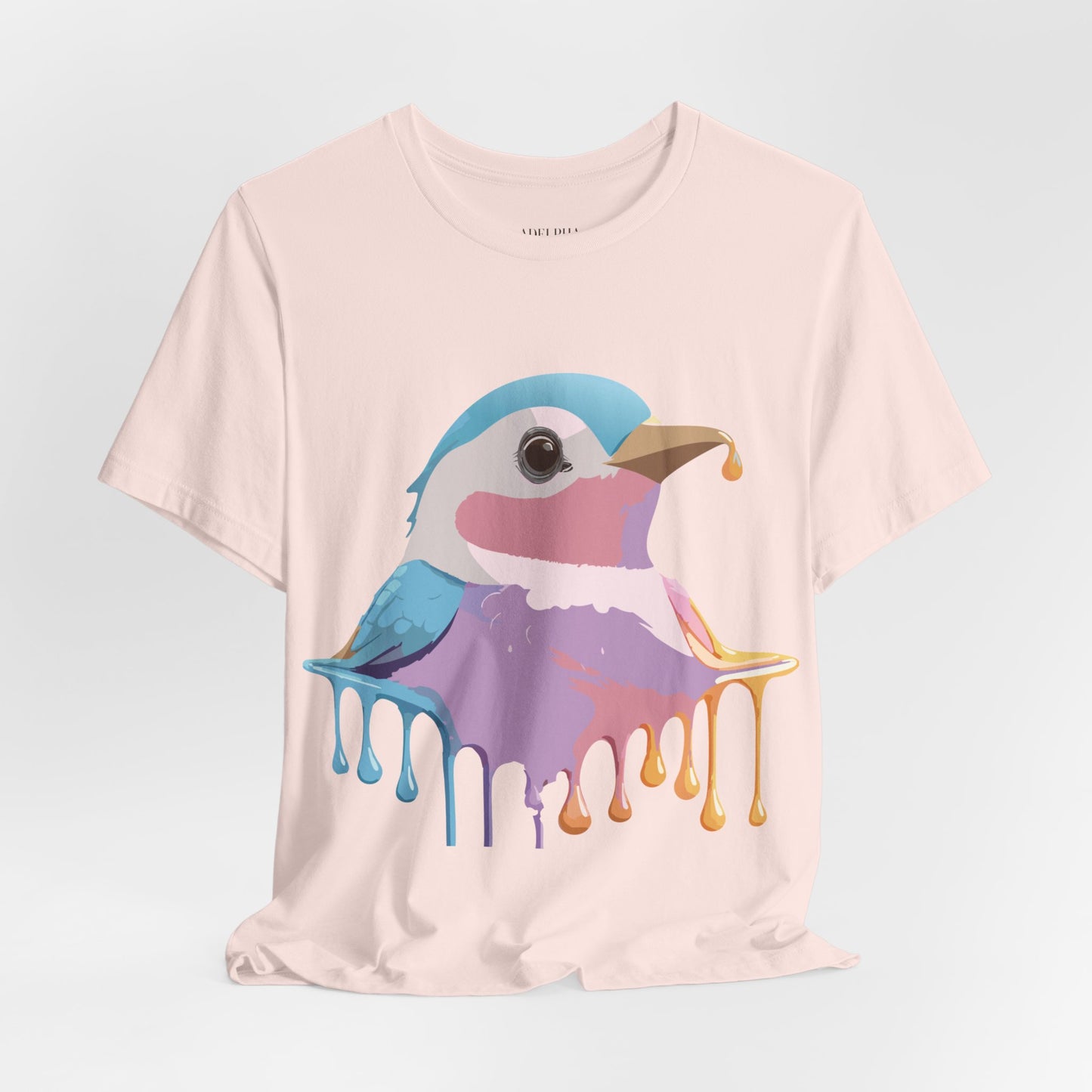 Natural Cotton Tee Shirt with Bird