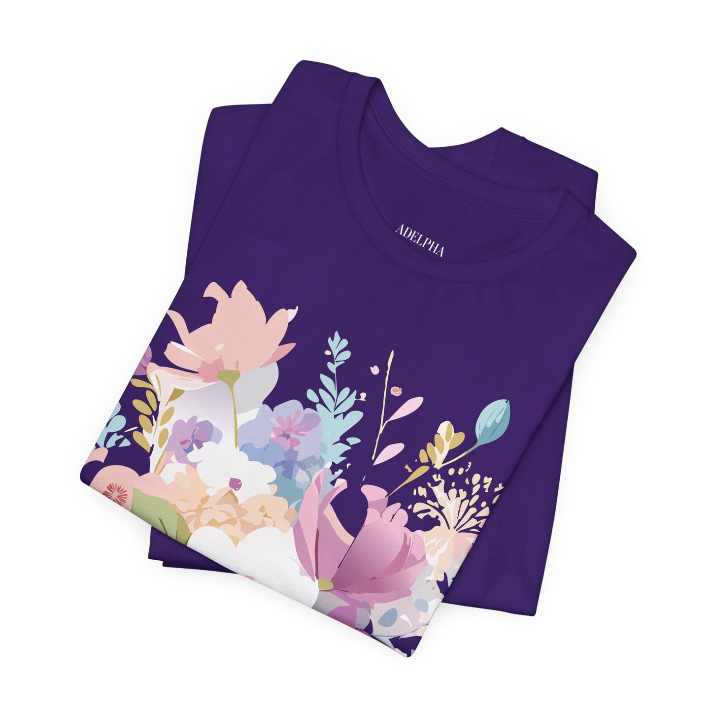 Natural Cotton Tee Shirt with Flowers