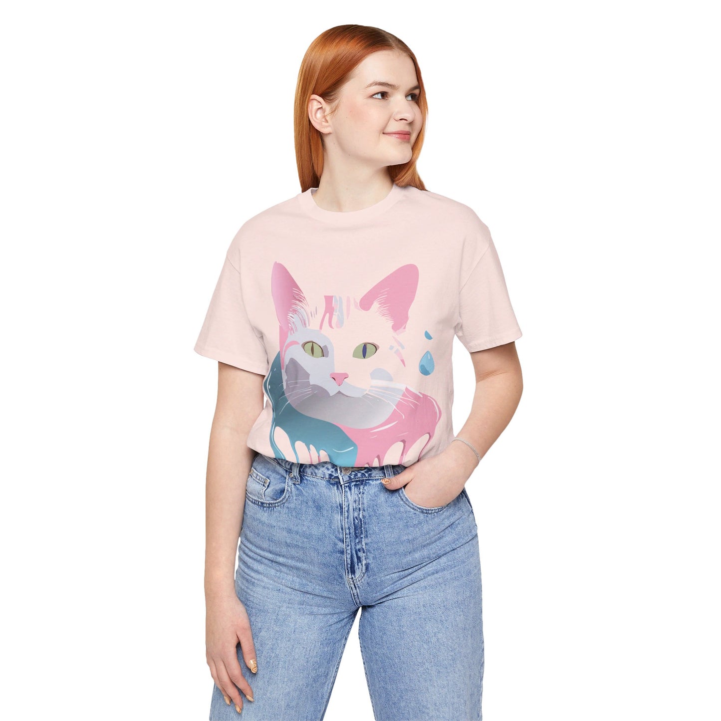 Natural Cotton Tee Shirt with Cat