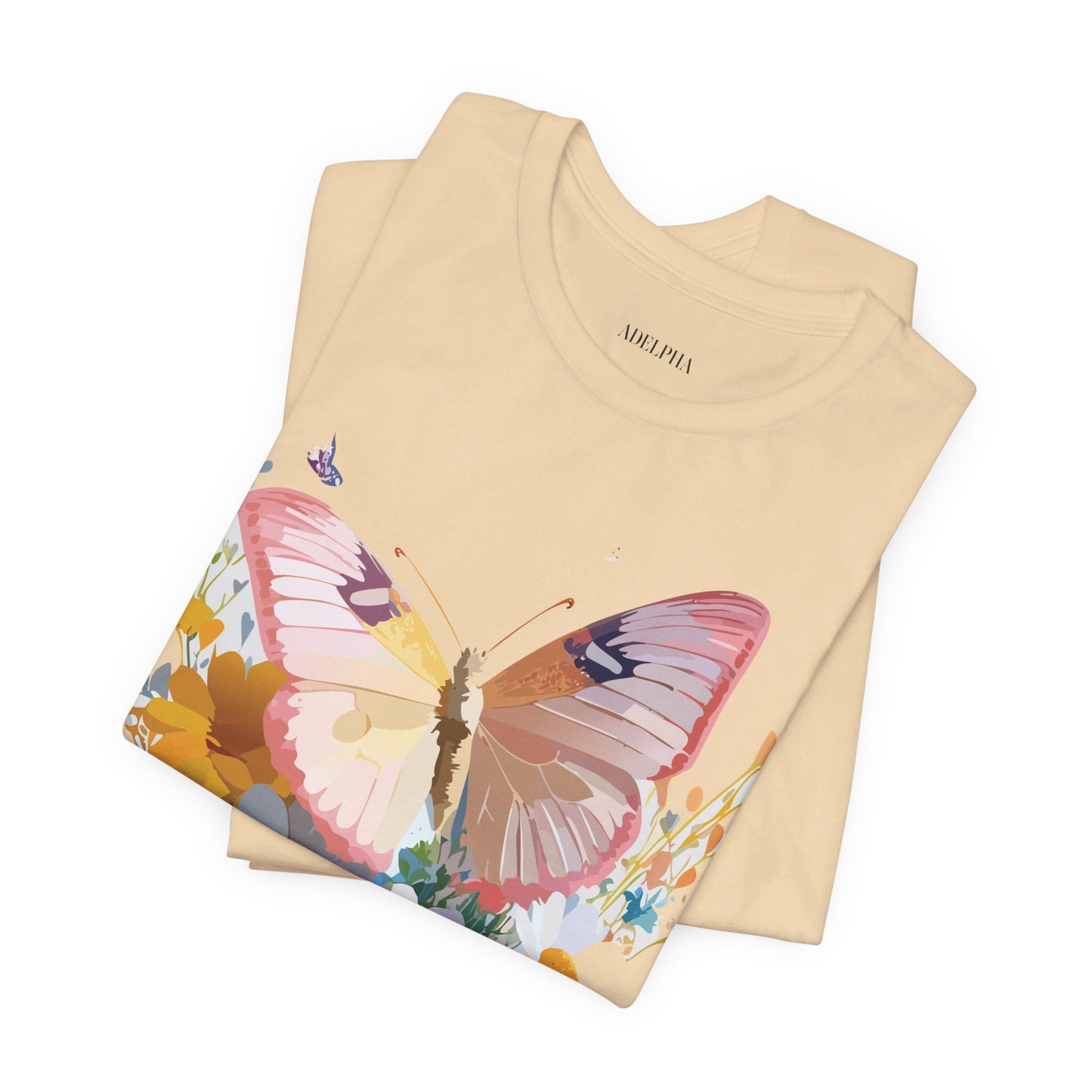 Natural Cotton Tee Shirt with Butterfly