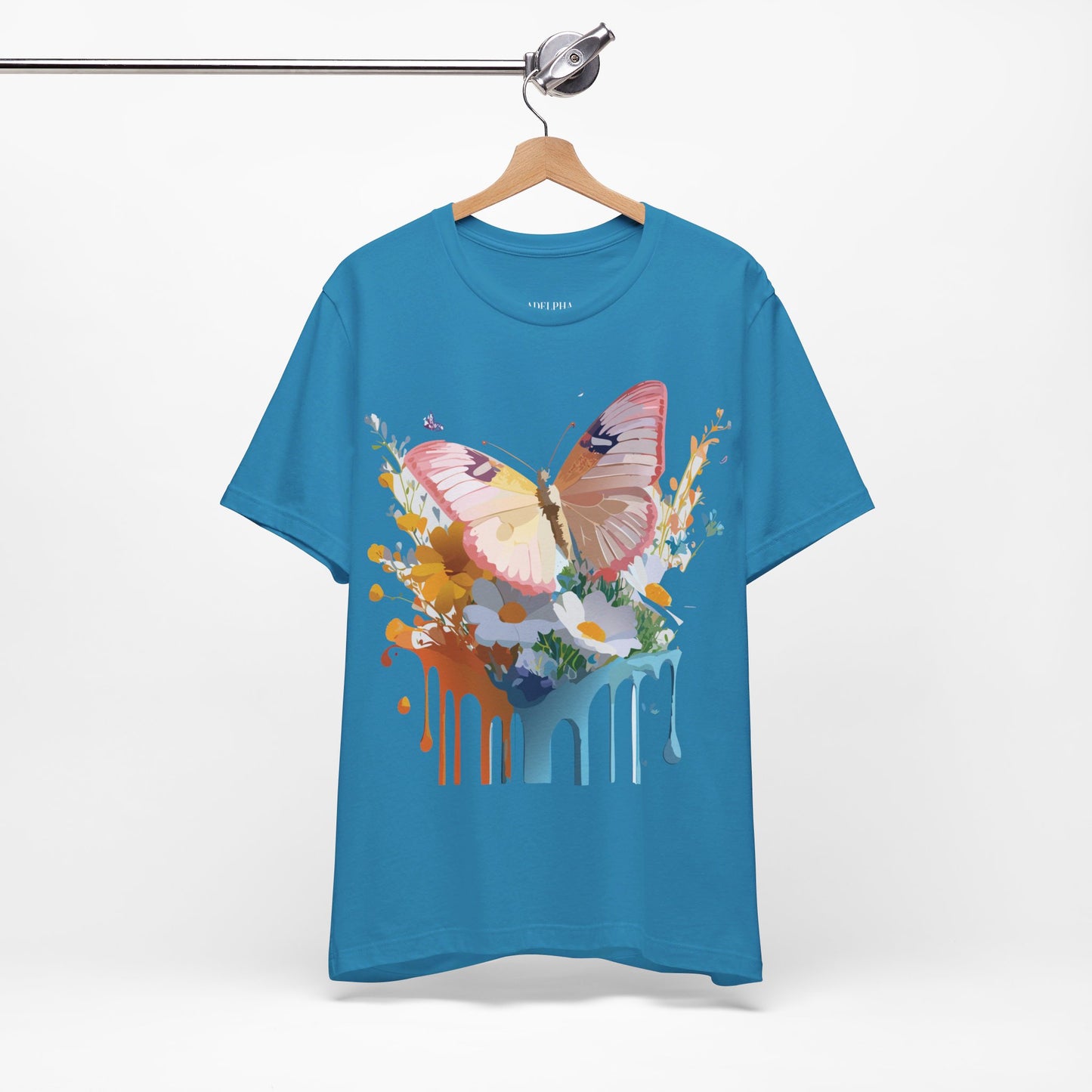 Natural Cotton Tee Shirt with Butterfly