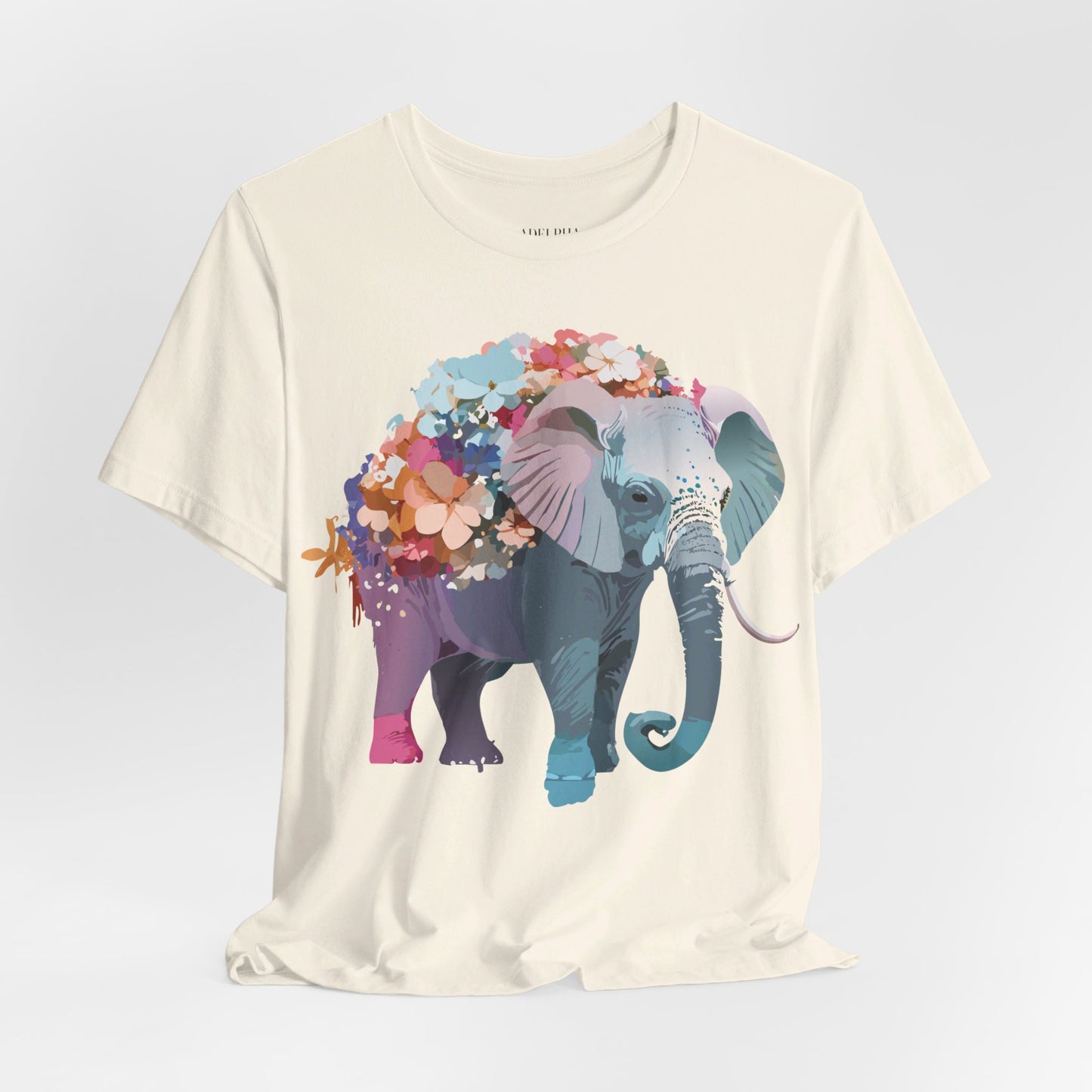 Natural Cotton Tee Shirt with Elephant