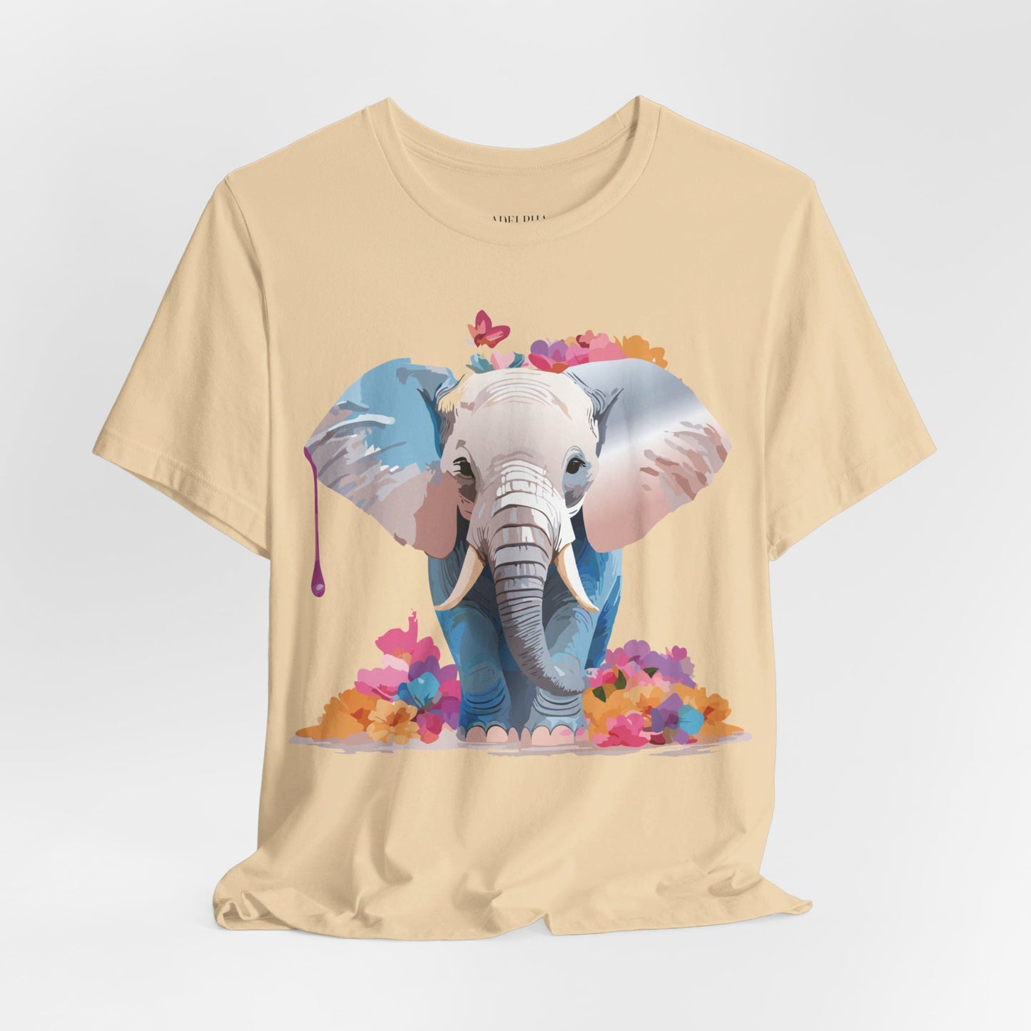 Natural Cotton Tee Shirt with Elephant