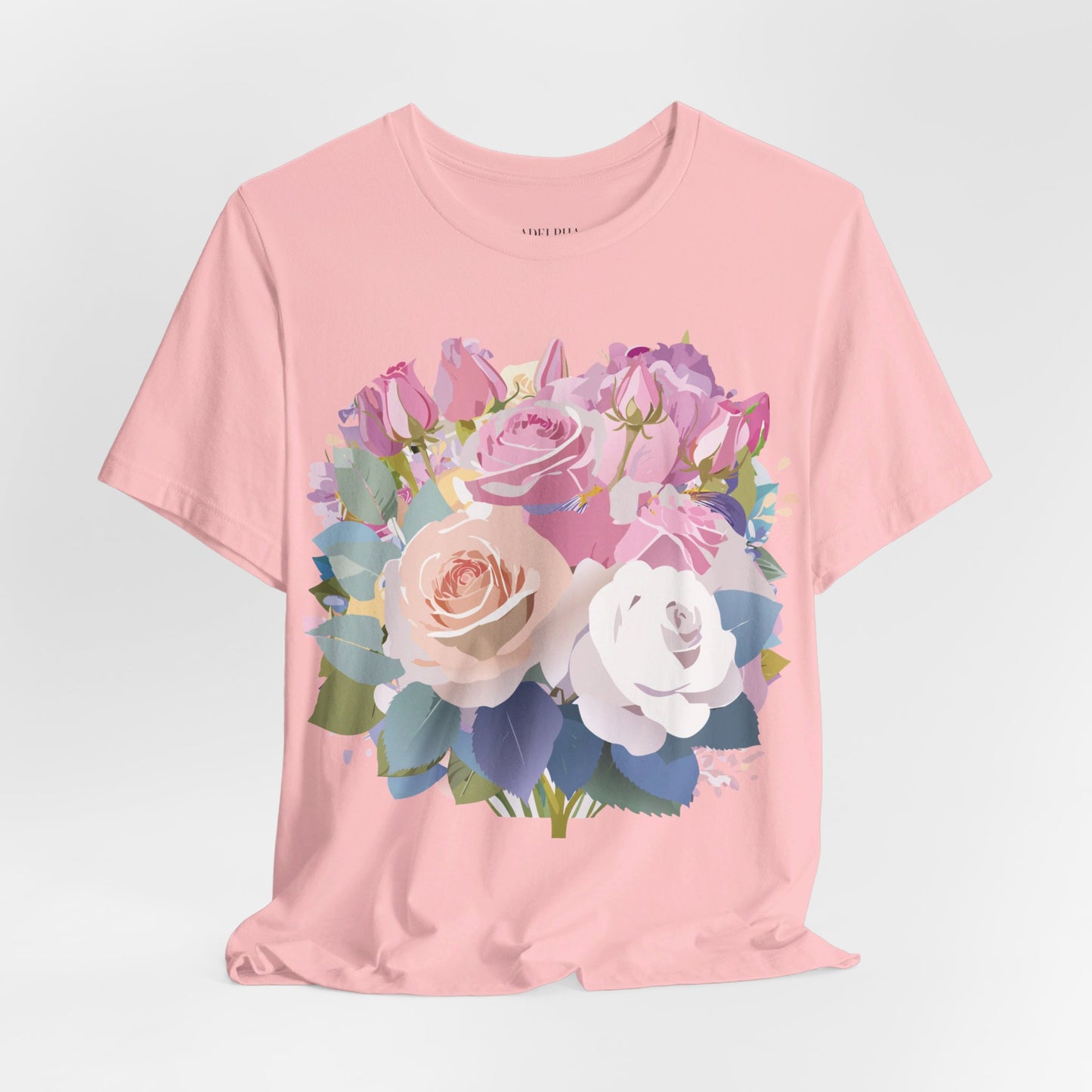 Natural Cotton Tee Shirt with Flowers