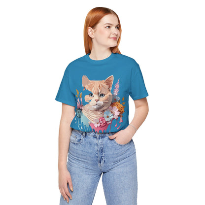Natural Cotton Tee Shirt with Cat Printify
