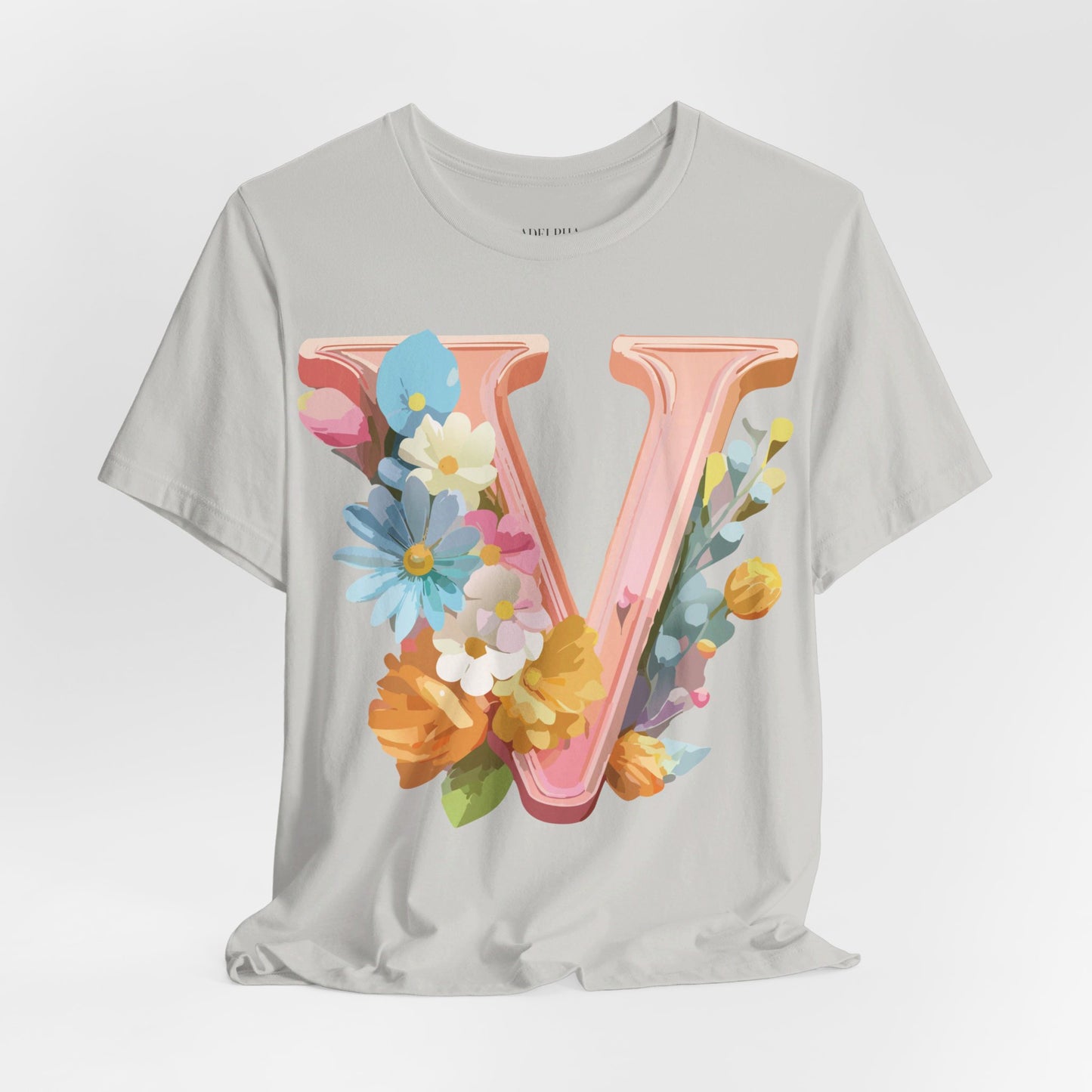 T-Shirt aus natürlicher Baumwolle – Letters Collection – V