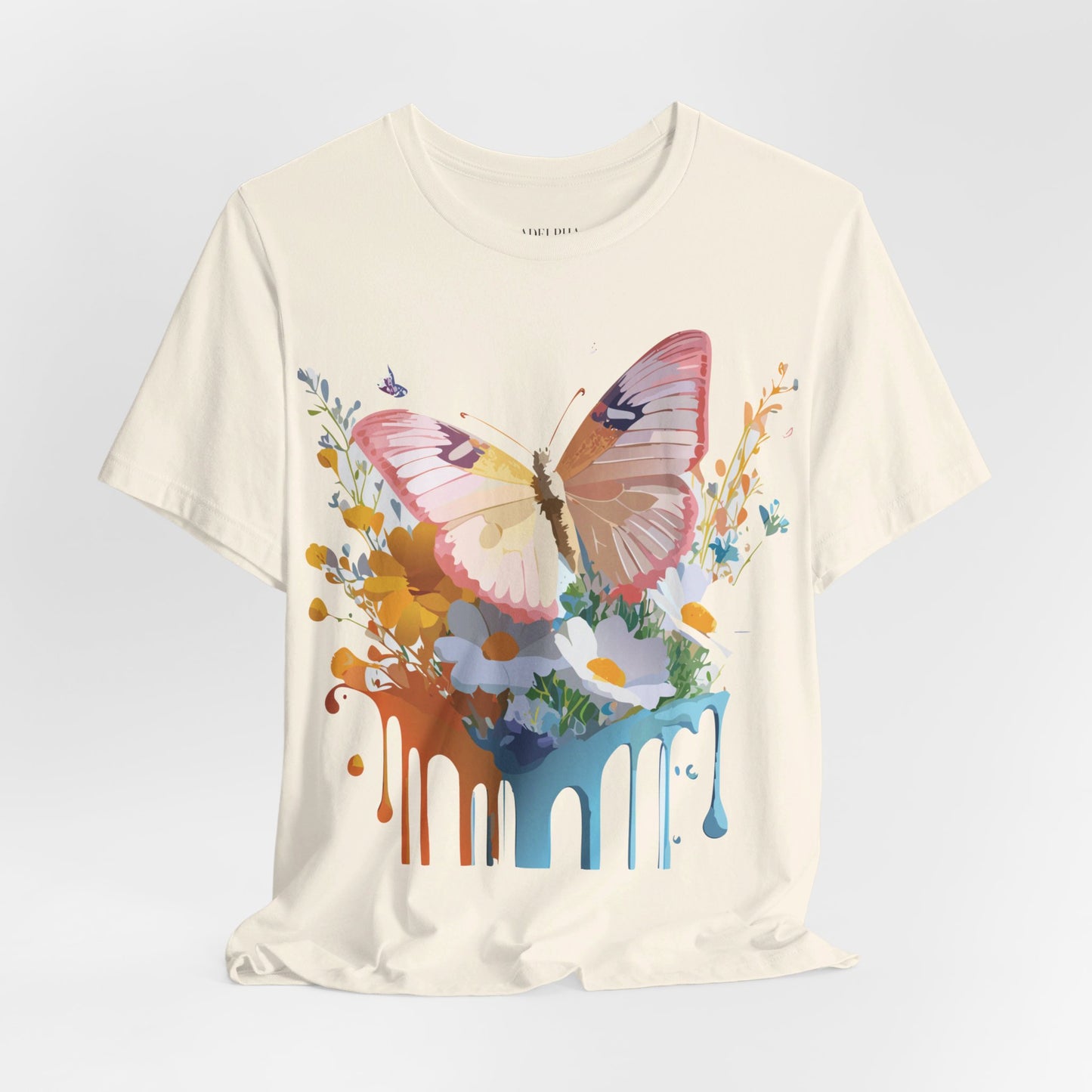 Natural Cotton Tee Shirt with Butterfly