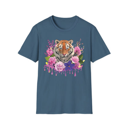 Tiger Print Shirt Unisex Animal Tee Softstyle Gildan 64000 Cotton