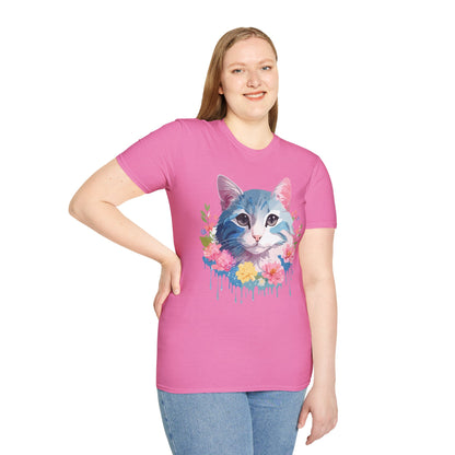 Cat Shirt Unisex Cat Tee Kitten Print Gildan Softstyle 64000