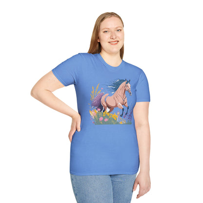 Unisex Horse Shirt With Animal Design Gildan Softstyle 64000 Tee