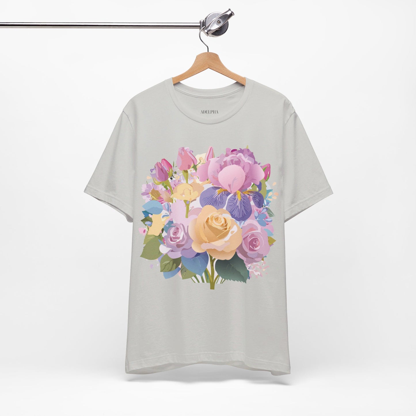 Natural Cotton Tee Shirt with Flowers