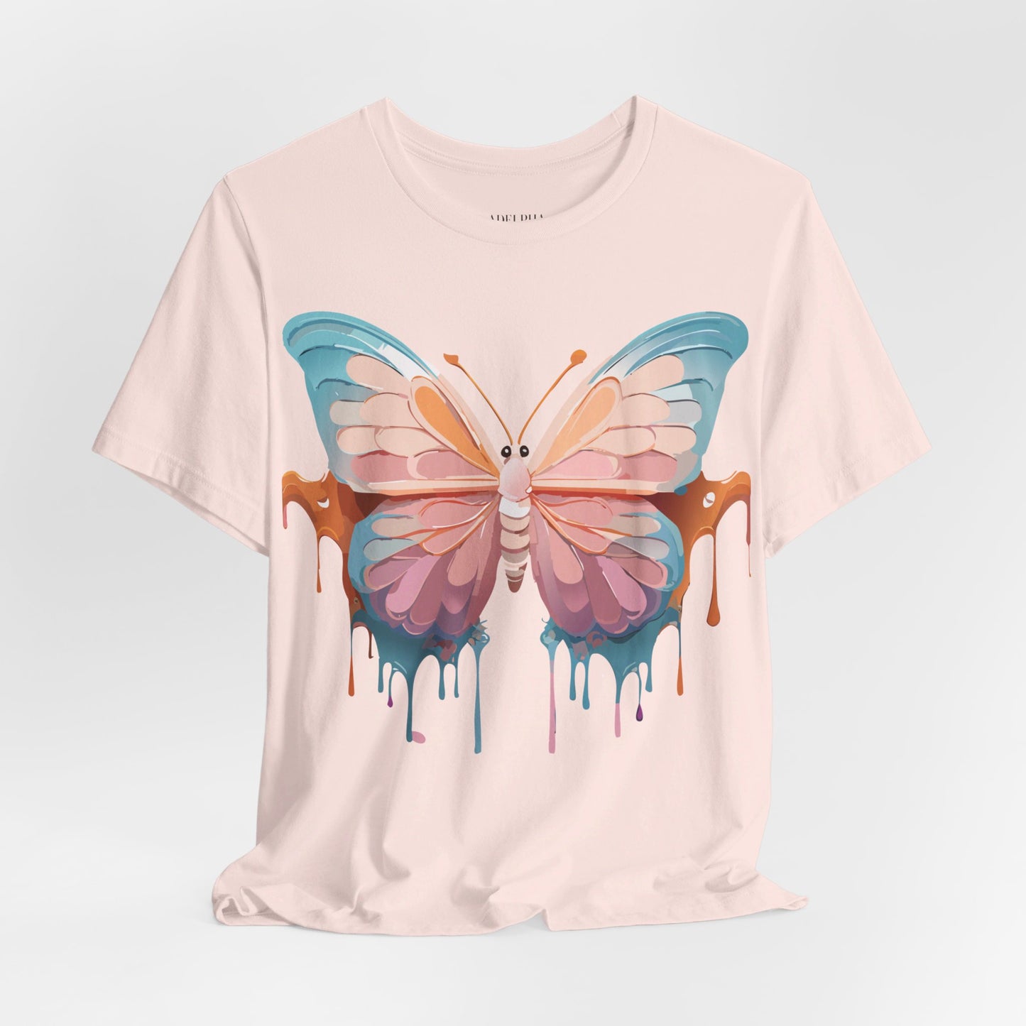 Natural Cotton Tee Shirt with Butterfly