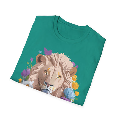 Lion Shirt Unisex Floral Lion Tee Gildan Softstyle 64000 Short Sleeve
