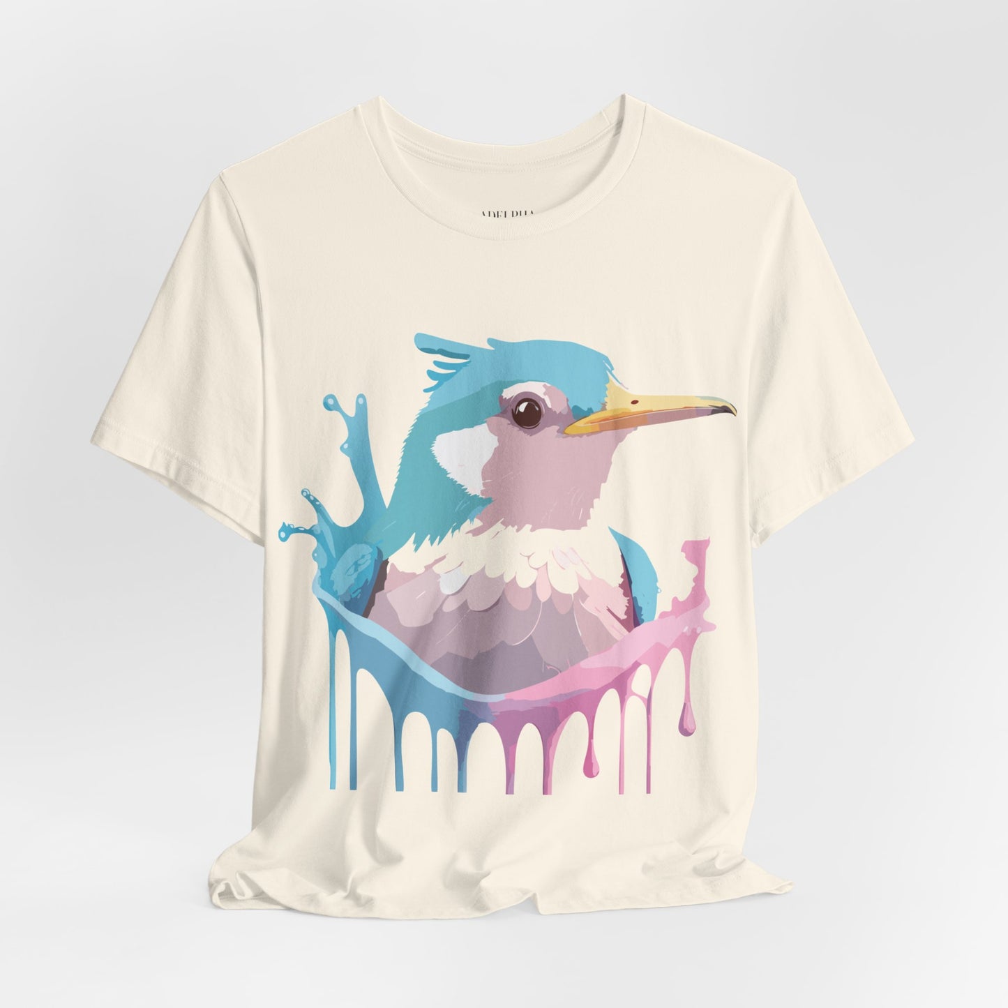 Natural Cotton Tee Shirt with Bird